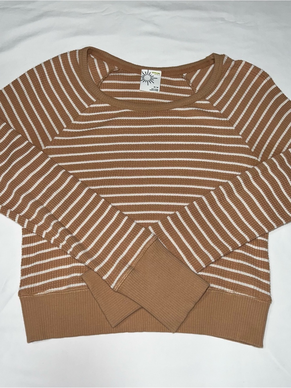 Offline Long Sleeve Cropped Striped Shirt